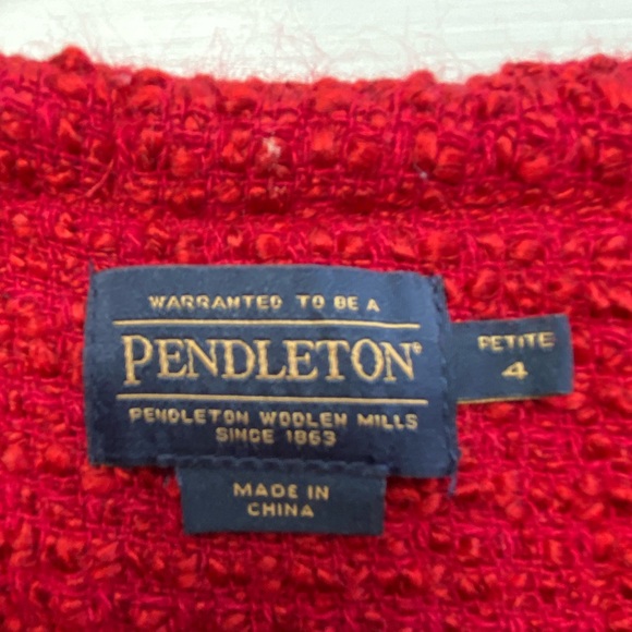 VTG Pendleton Women’s Red Wool Blend Cropped Blazer Jacket Red Size 4 - Picture 7 of 10